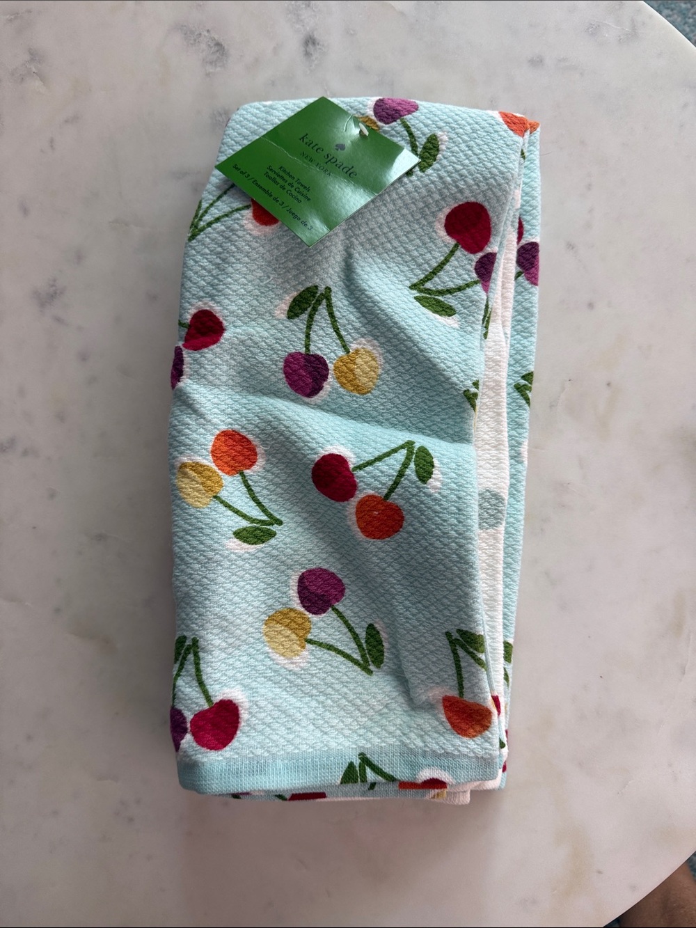 kate spade Kids Mint Burp Cloth with Multicolor Cherry Print